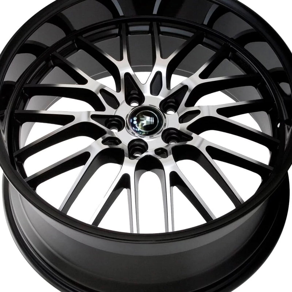5x100/5x114.3 Konig Black Lace +40et Gloss With Machined 16x7 Wheel 16MB Face