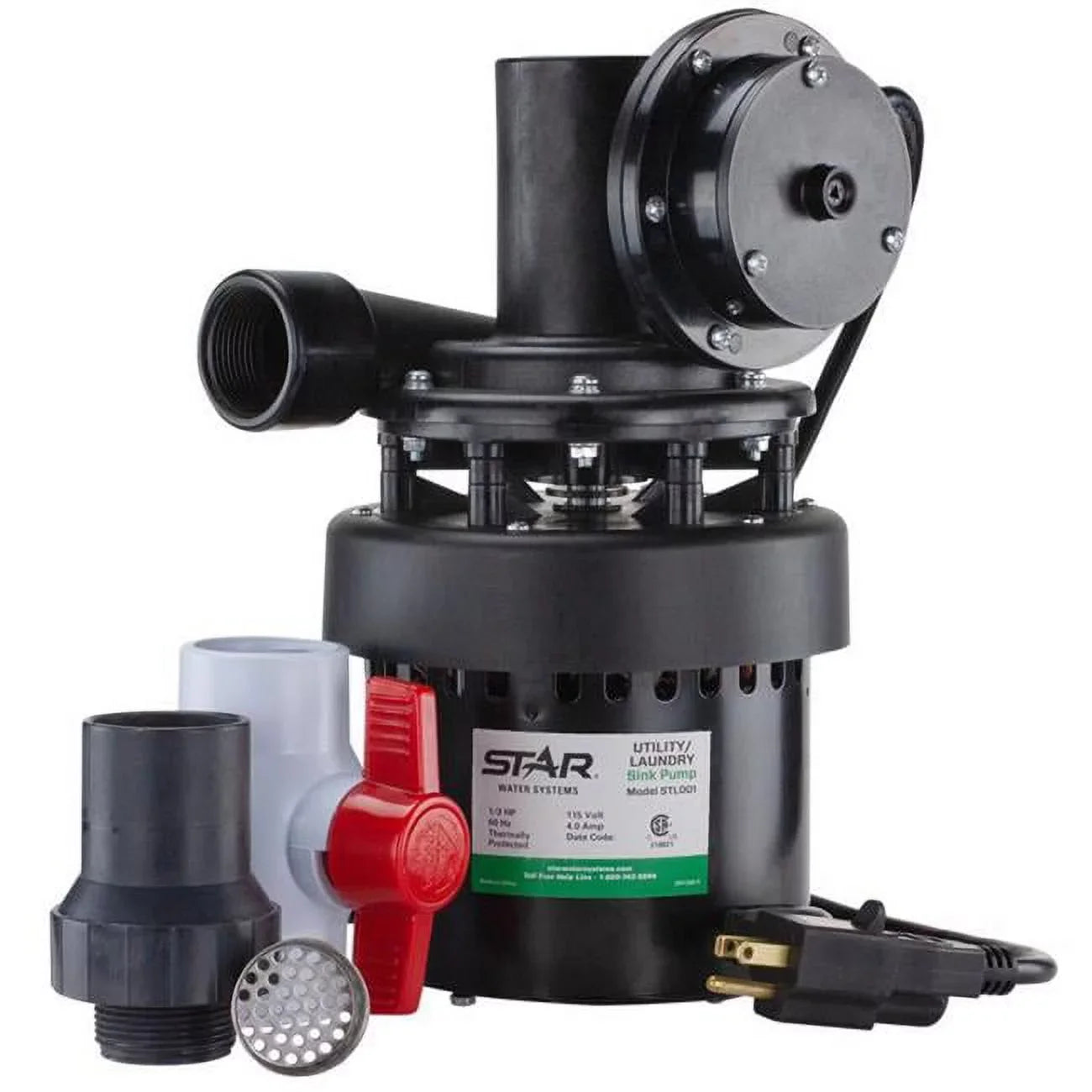 HP Systems Thermoplastic Diaphragm GPH 8 System Pump ft. 0.3 Top AC Water Switch 1320 Star Sink