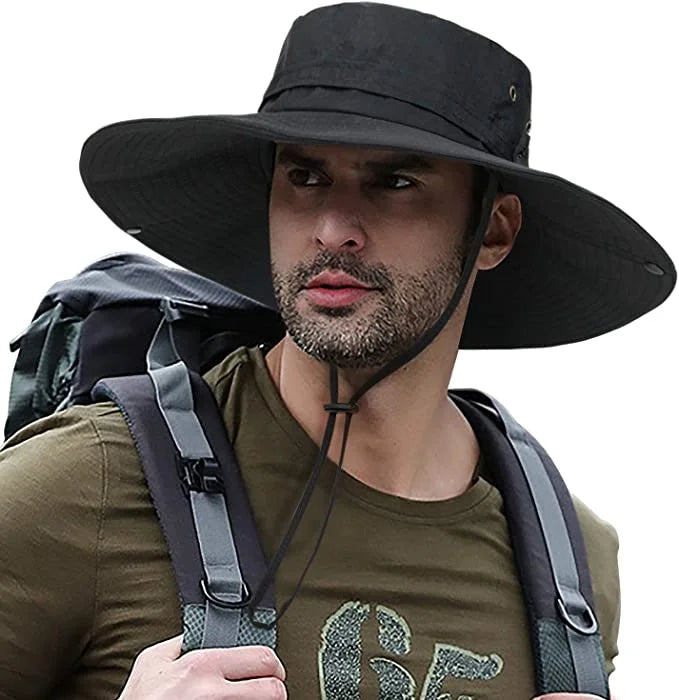 Camping Bucket Brim Hat Safari Fishing Wide Boonie Super Sun Men, Cap Hat Hiking for Gardening UPF50+ for
