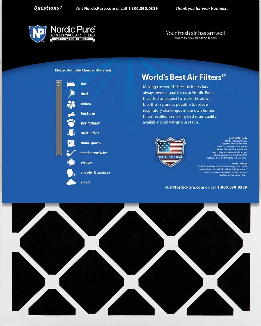 Pleated Pack Nordic Filters 7 Air MERV Pure Plus 3 18x25x2 Carbon