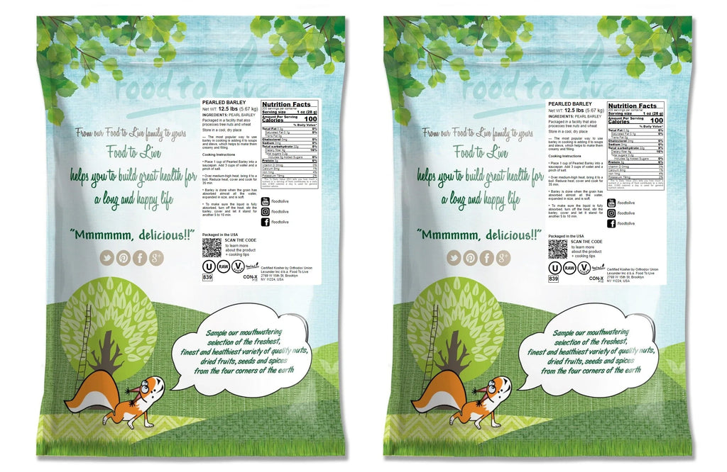 25 Pearled Barley, — Vegan, Raw by — Live Kosher, Food to Pounds