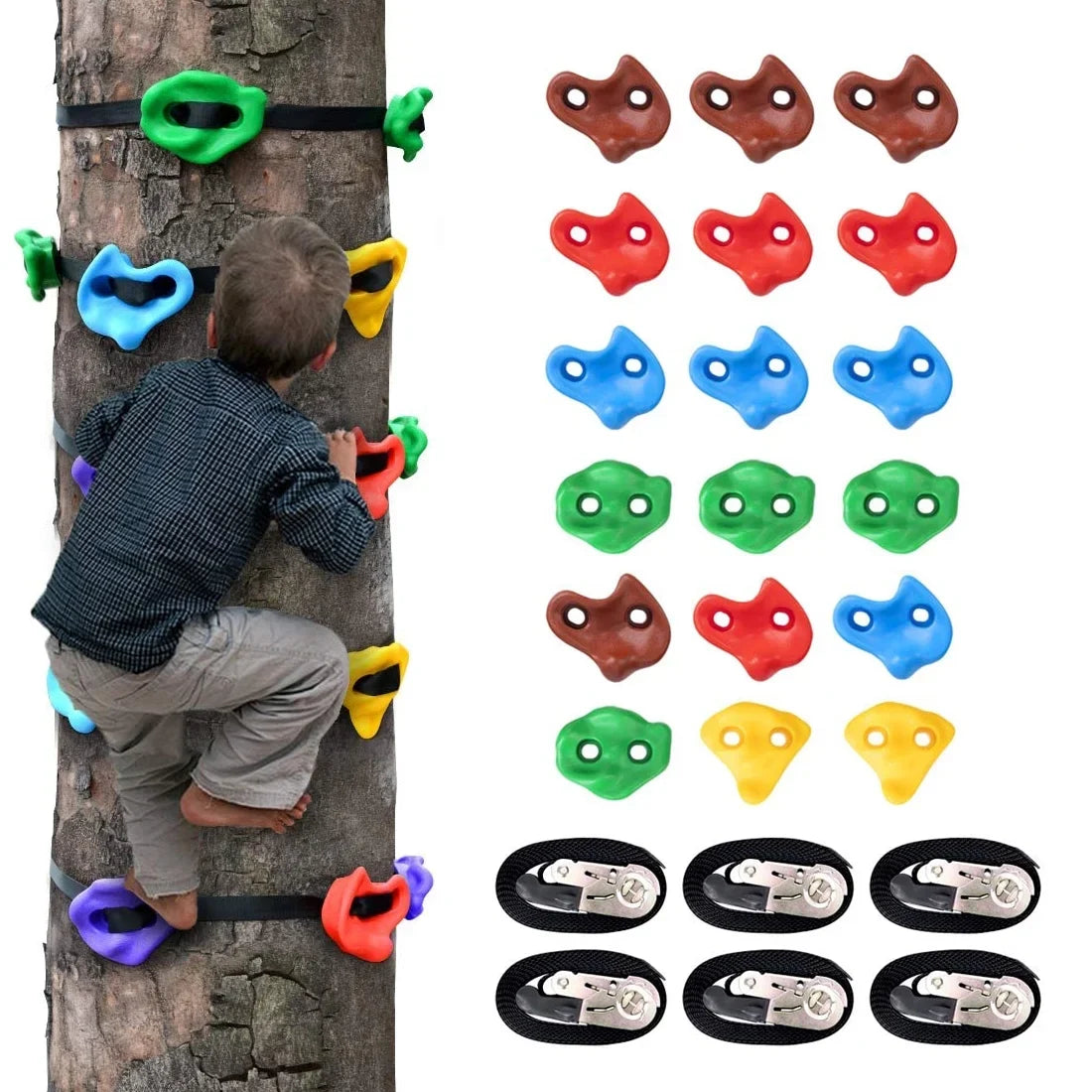 Climbing Obstacle Warrior Course 18 6 Tree Outdoor Kids Ratchet Rocks Tree Living Holds Large Climbing, Climbing and Sturdy Brizi Straps for Training for