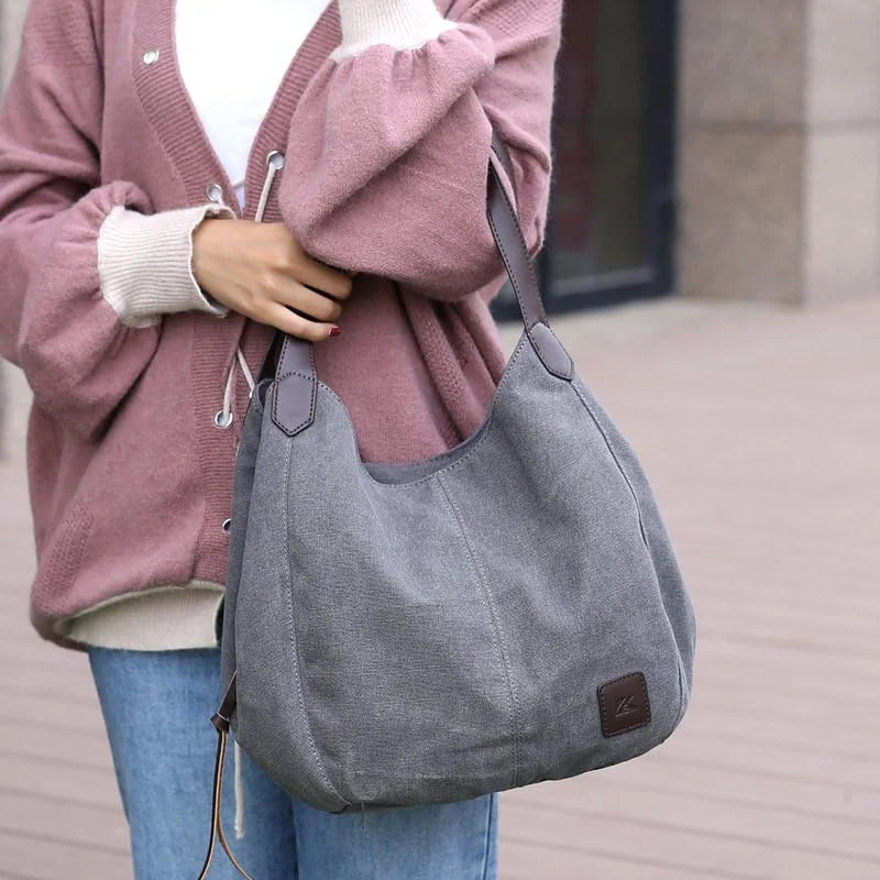Multi Canvas Pocket Handbags Purses Hobo Shoulder Totes Bags Women Purse