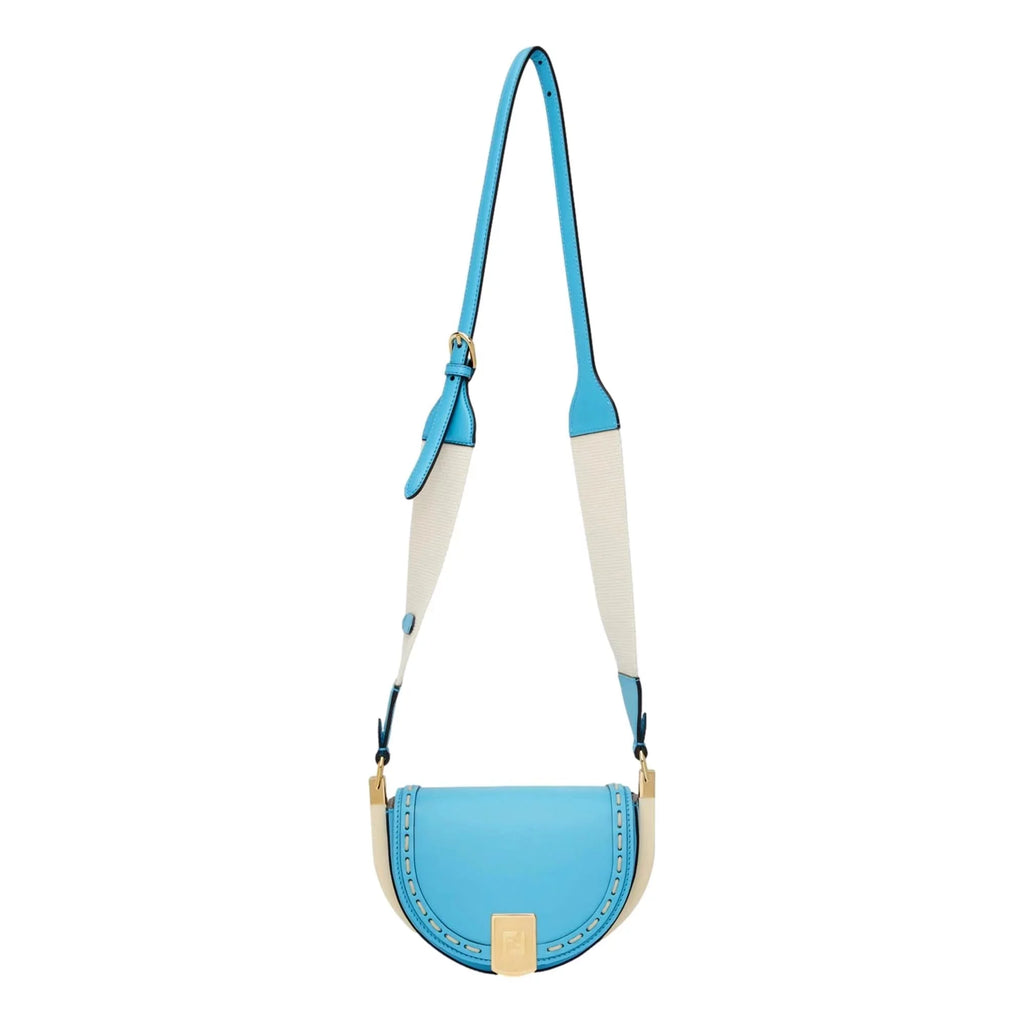 Leather Bag Moonlight Fendi Satchel Crossbody Cyber Blue