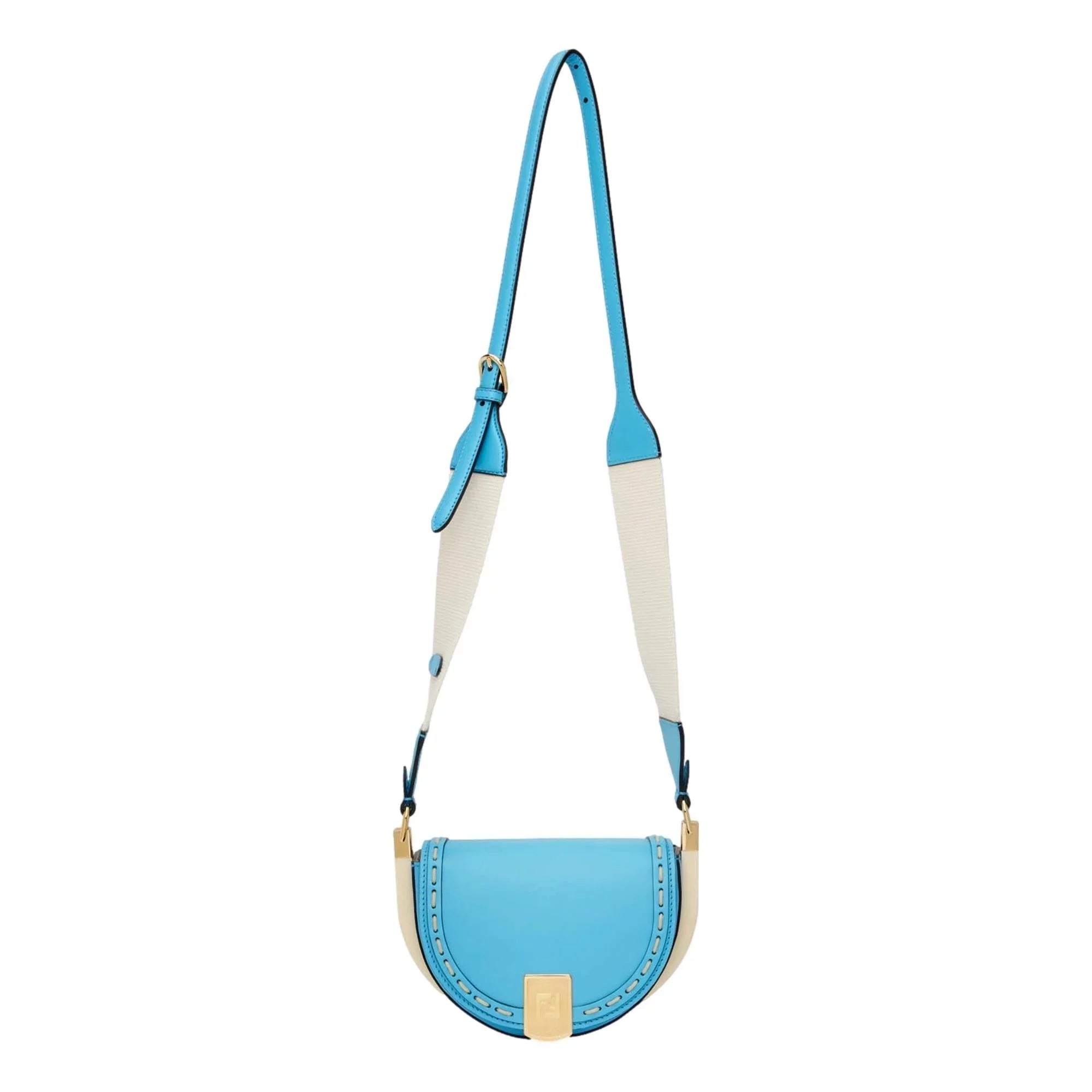 Leather Bag Moonlight Fendi Satchel Crossbody Cyber Blue
