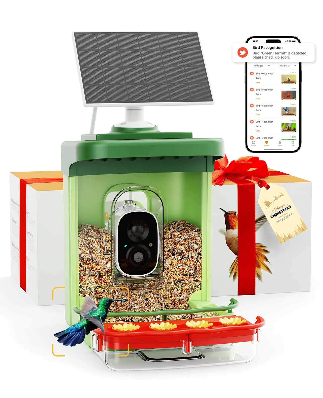 Camera, 2 1 Bird in Ideal Anyone Auto HD Feeder Camera for 3MP Feeders Camera, of Close-Ups Gift with Species, Identify Hummingbird Capture Birds Unique AI with with Bird
