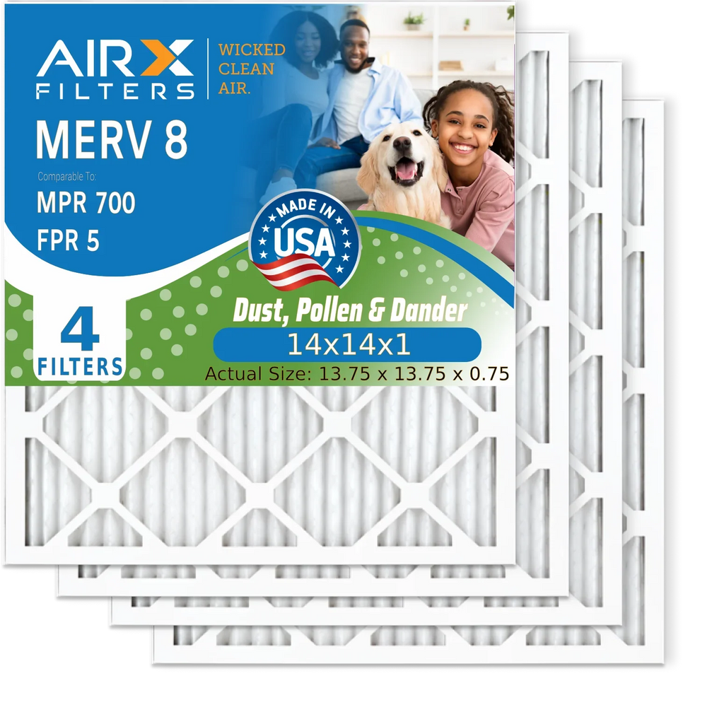 MPR HVAC Pack 8 Comparable FILTERS CLEAN 700 Premium Pleated to AIR. WICKED AC Filter Electrostatic MERV 5 AIRX Air 4 Air Filter Filters Made Conditioner by USA FPR Furnace 14x14x1 14x14x1 &