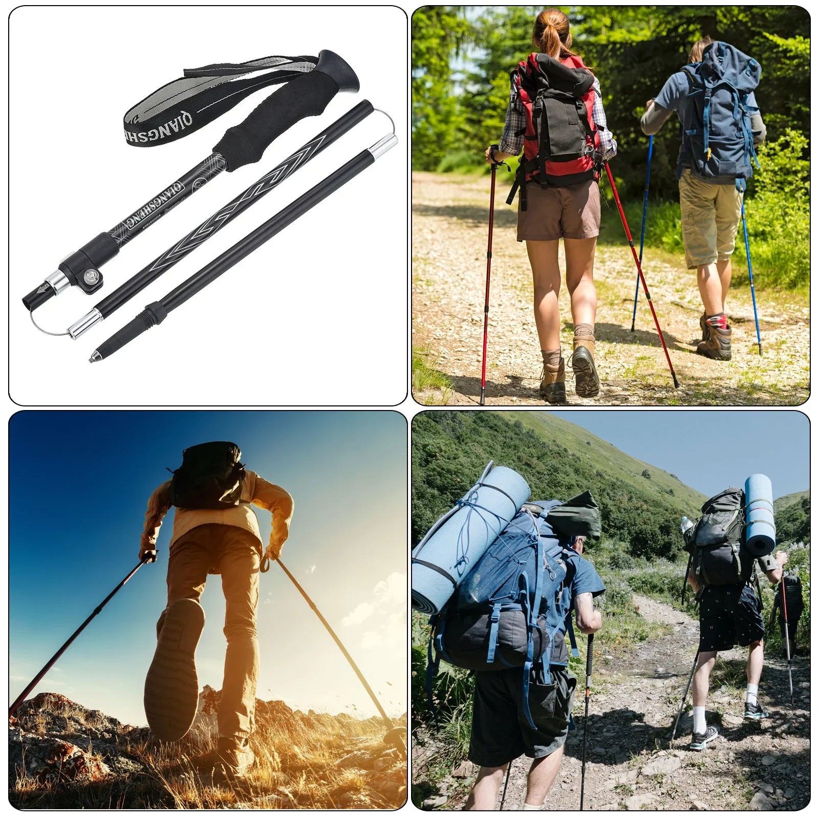 53 Hiking Trekking Pole Collapsible Inch Uxcell Poles, Telescopic White