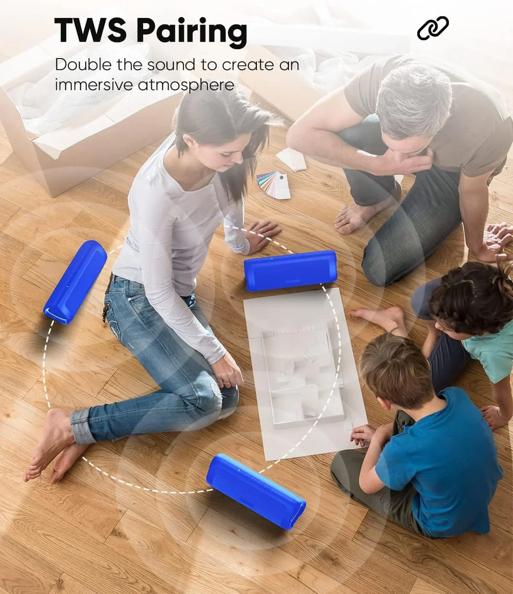 Up 24H Bluetooth IPX5 Waterproof, with Pairing, Speakers TWS Sound, to BT5.3, HD Portable Playtime,