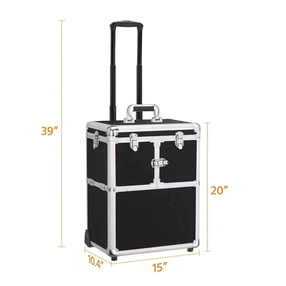 Trays, Wheels, Design Retractable Black Alden with Rolling Trolley Makeup Case Mirror, &