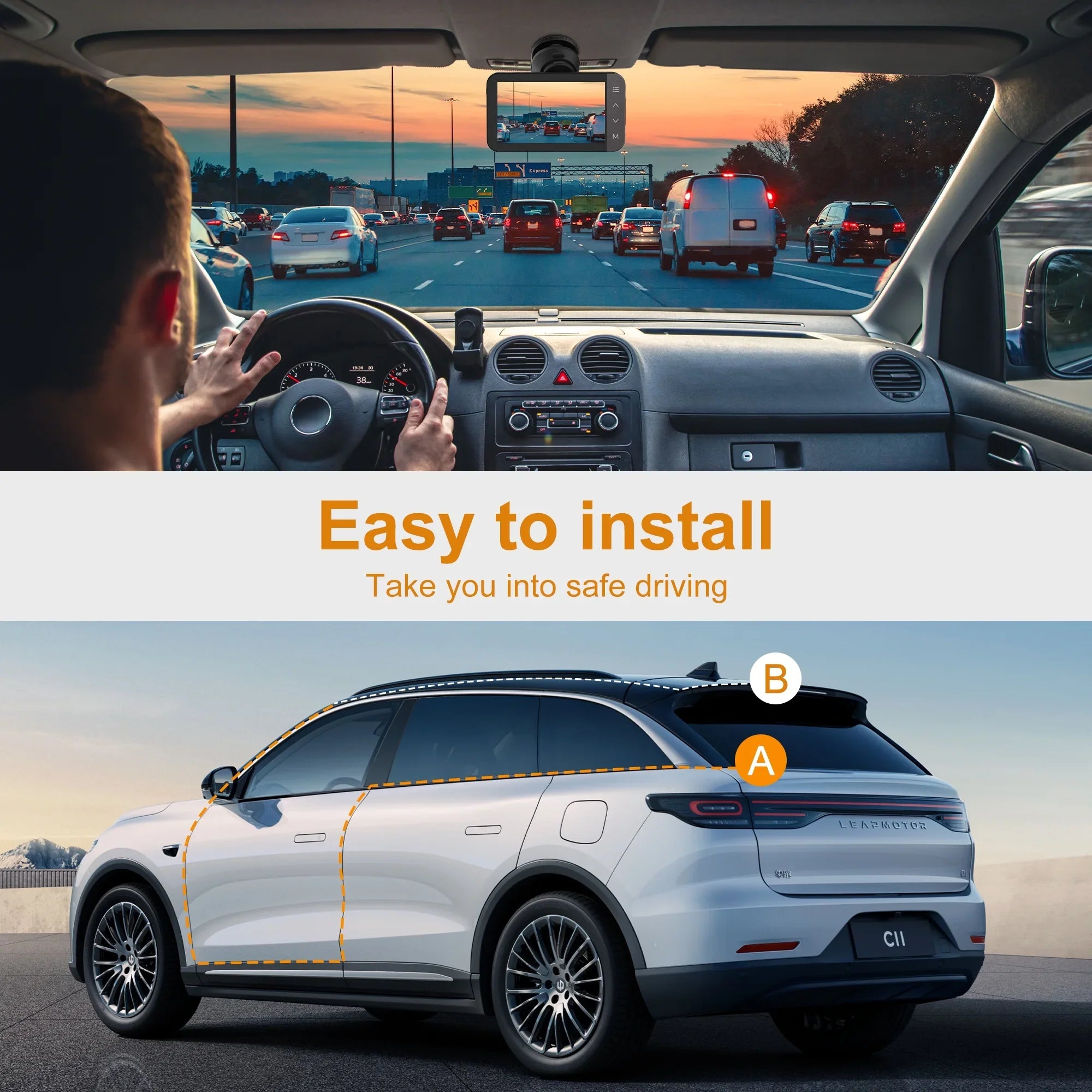 Touchscreen Car Parking with and HD Recording Dash Night with and 3'' Vision, For Full G-Sensor, Dashcam GPS, and 24H WiFi Front Mode IPS Rear and Loop GCZ 4K Cam