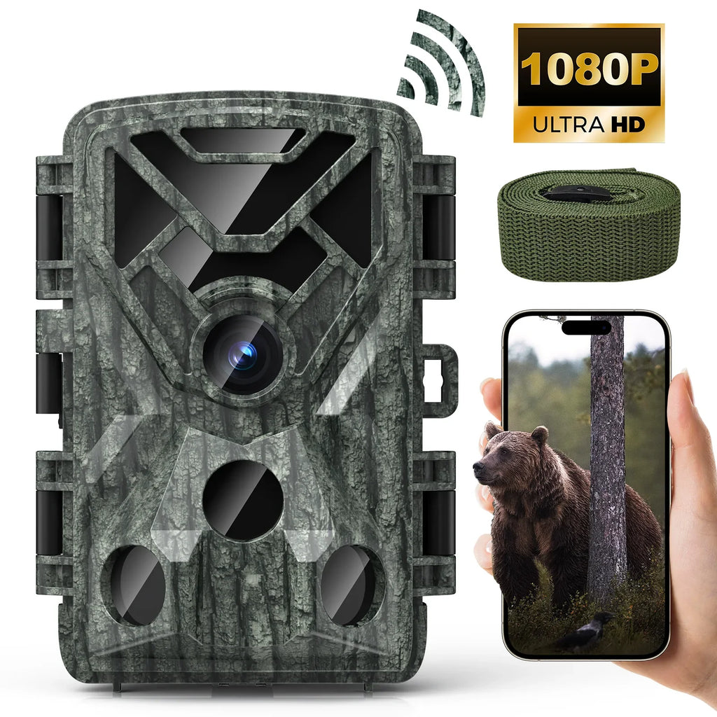 Trail Camera, 48MP Trail Wifi Home 1080P Vision Security Camera with LCD Hunting Activated Game Motion Angel 120° SUNOYAR 2.0" Night Cameras for Waterproof, Wide