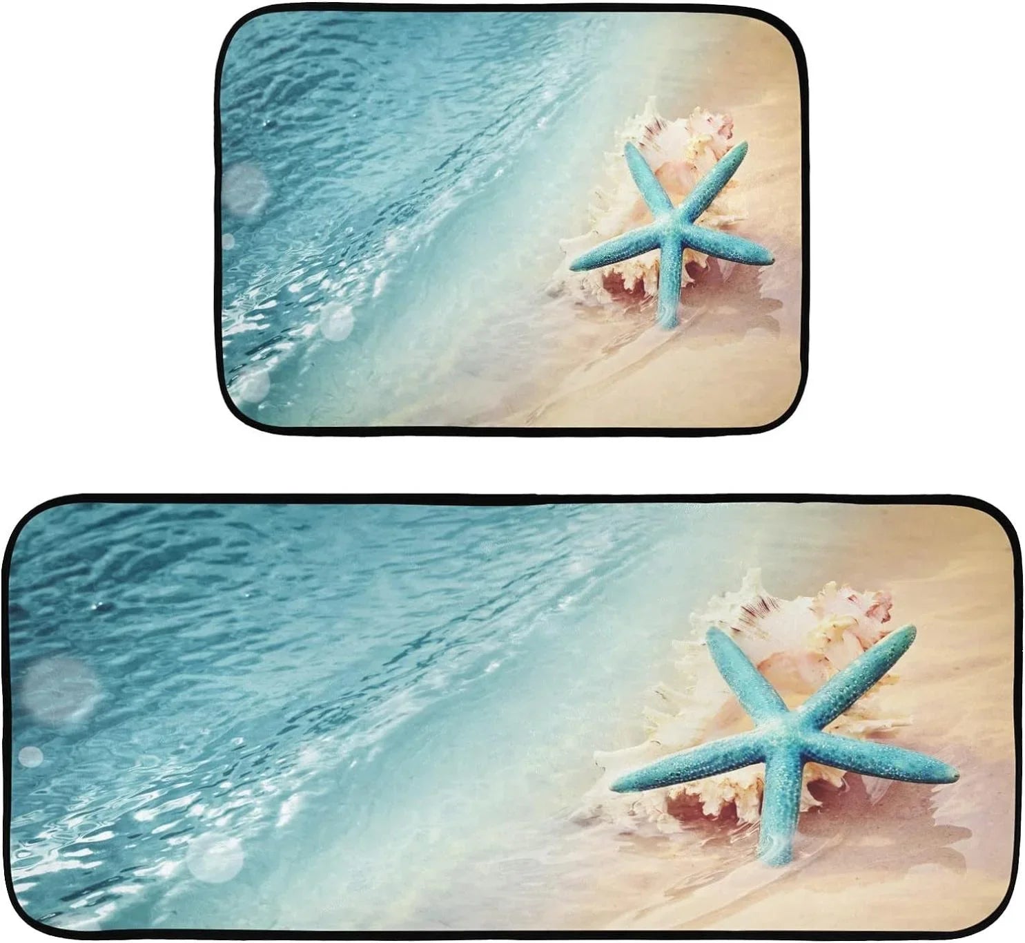 Perfect Bedroom and Kitchen Mats Washable Beach Room 19.7"x27.6" Living Carpet Sea Summer Bestwell Entryway, + for Runner Area Wave 19.7"x47.2" Conch Rug Floor Starfish Rugs,