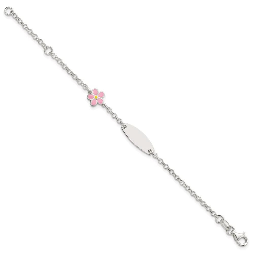 6inch Sterling Bracelet 5inch Auriga for Id Silver Flower Women 925 Enameled