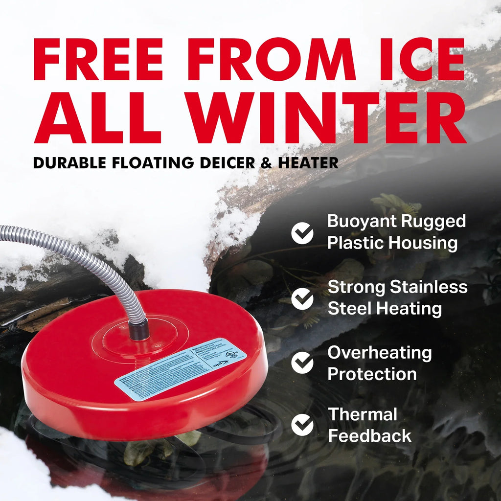 Thermostatic Tank Winter Red Floating & API Heater, Stock 1000 Deicer Watt