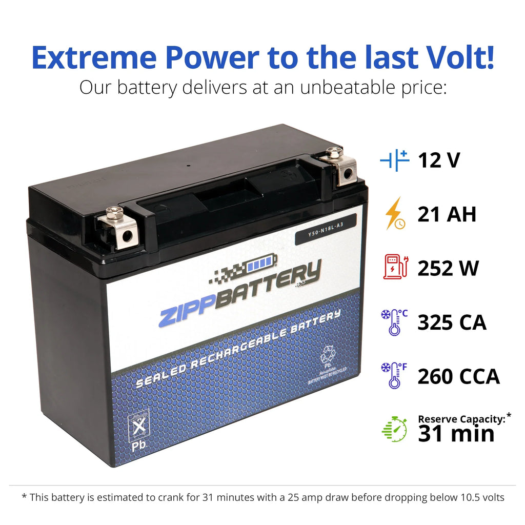 Zipp for (50-n18l-a3 Ah, Battery Y50-n18l-a3 570 Volt,20 Cca) 260 2006 Arctic Snowmobile 12 Bearcat Cat Battery