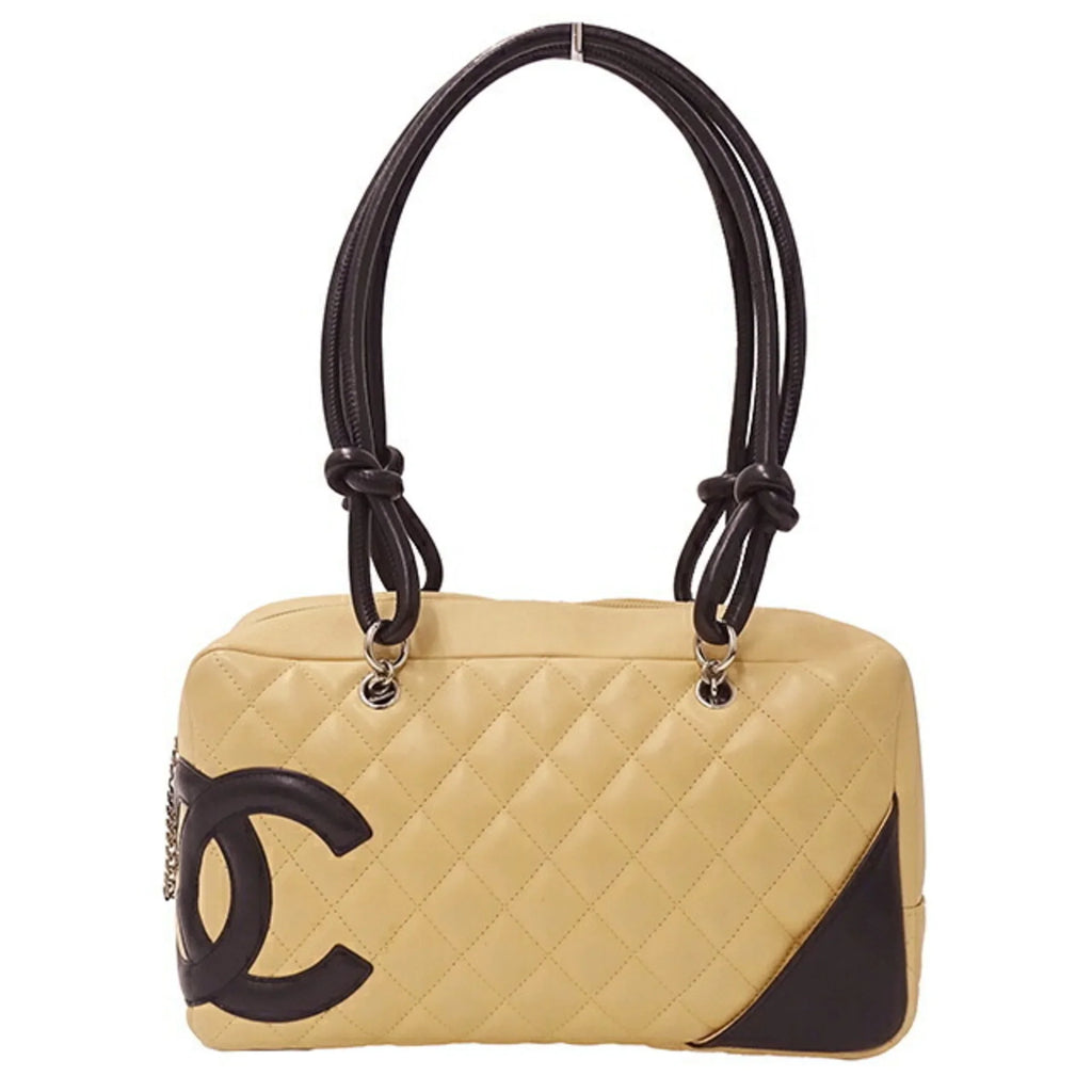 Lambskin Beige CHANEL Women's Handbag (Fair) Cambon Bag Pre-Owned Black