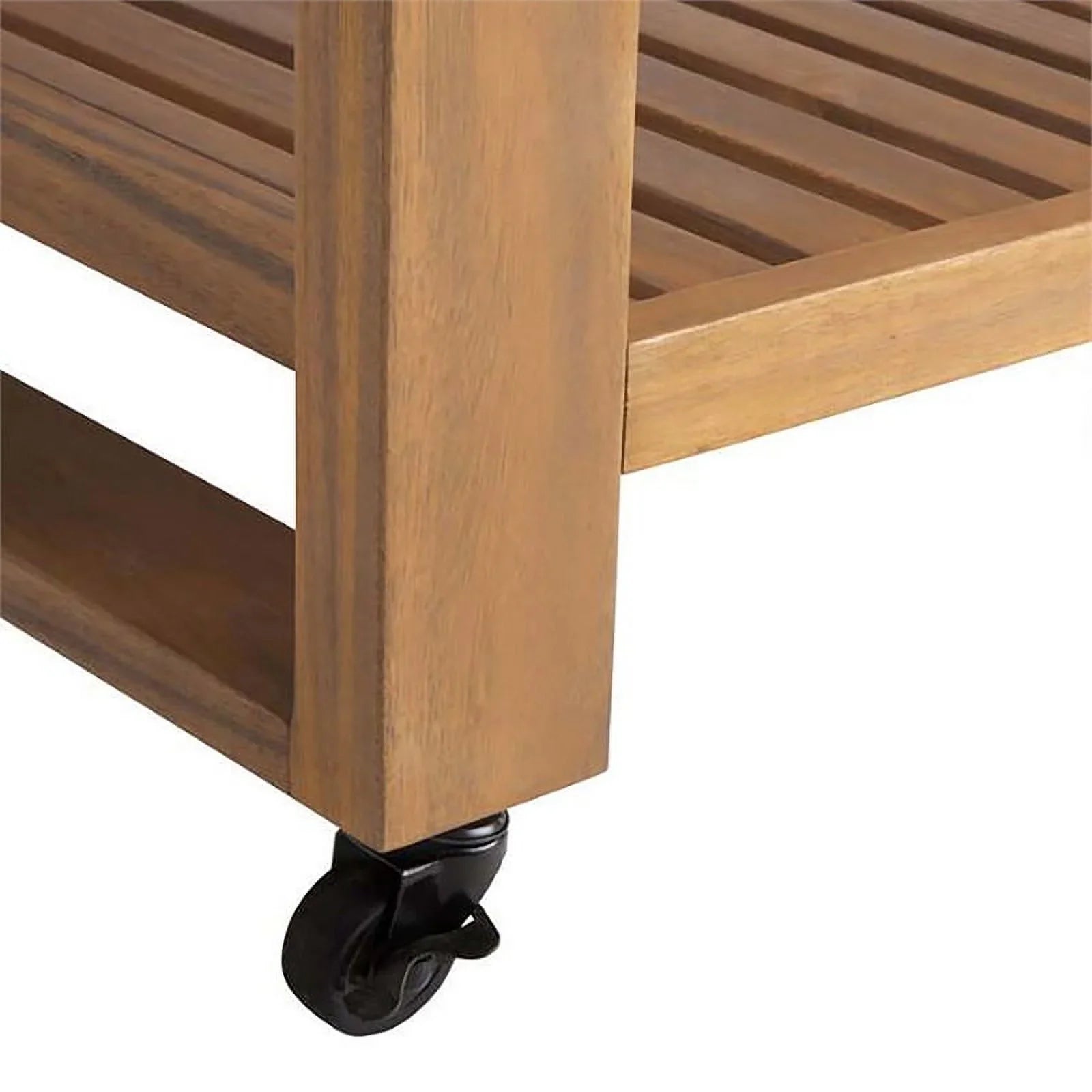 Slatted & Rolling Top Afuera Living in Island Natural Shelf Wood Outdoor Kitchen
