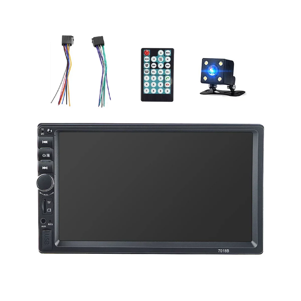 Car Double Control Link 7 Remote Bluetooth Receiver with and Stereo Radio Screen Touch Camera Inch Backup with Audio Mirror USB FM Din Car Radio