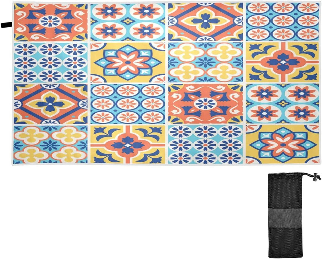 Free Thin Pool Towel, Towel Bestwell Sand Lightweight Shower Microfiber Dry Swim Style Towel Bath Multipurpose Towel Blanket, Talavera Tiles Oversized Mexican Quick 31”X71” Beach Yoga