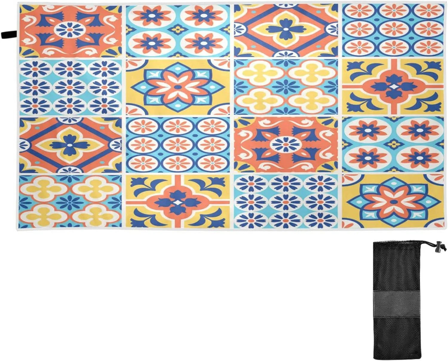 Free Thin Pool Towel, Towel Bestwell Sand Lightweight Shower Microfiber Dry Swim Style Towel Bath Multipurpose Towel Blanket, Talavera Tiles Oversized Mexican Quick 31”X71” Beach Yoga