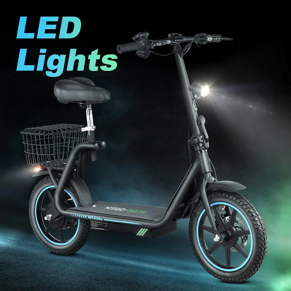 Commuter Tire，Foldable Electric with Baske Adults Motor 22 Foldable Seat, to M5 500W Range, Carry Phone Scooter Holder, Powerful Miles 14" with Scooter Electric up Scooter for Black Pneumatic