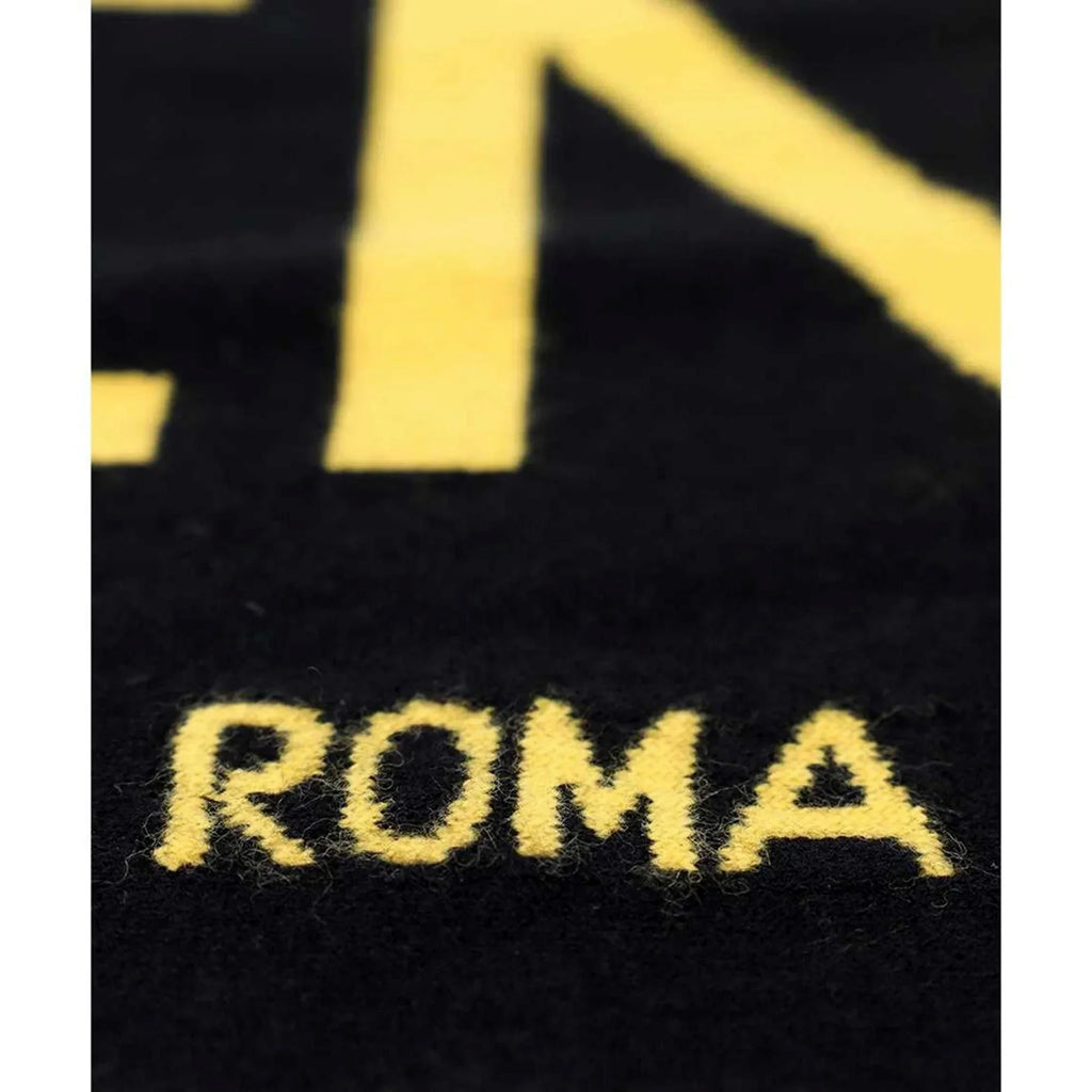 Scarf Knitted FXS124 Fendi Yellow Roma Logo & Black Cashmere Wool