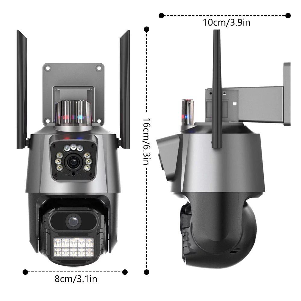 Waterproof Audio Outdoor Vision, Dual 360° Home Camera, Lens Cameras Night Security Wi-Fi Kepeak Surveillance 2-Way View,
