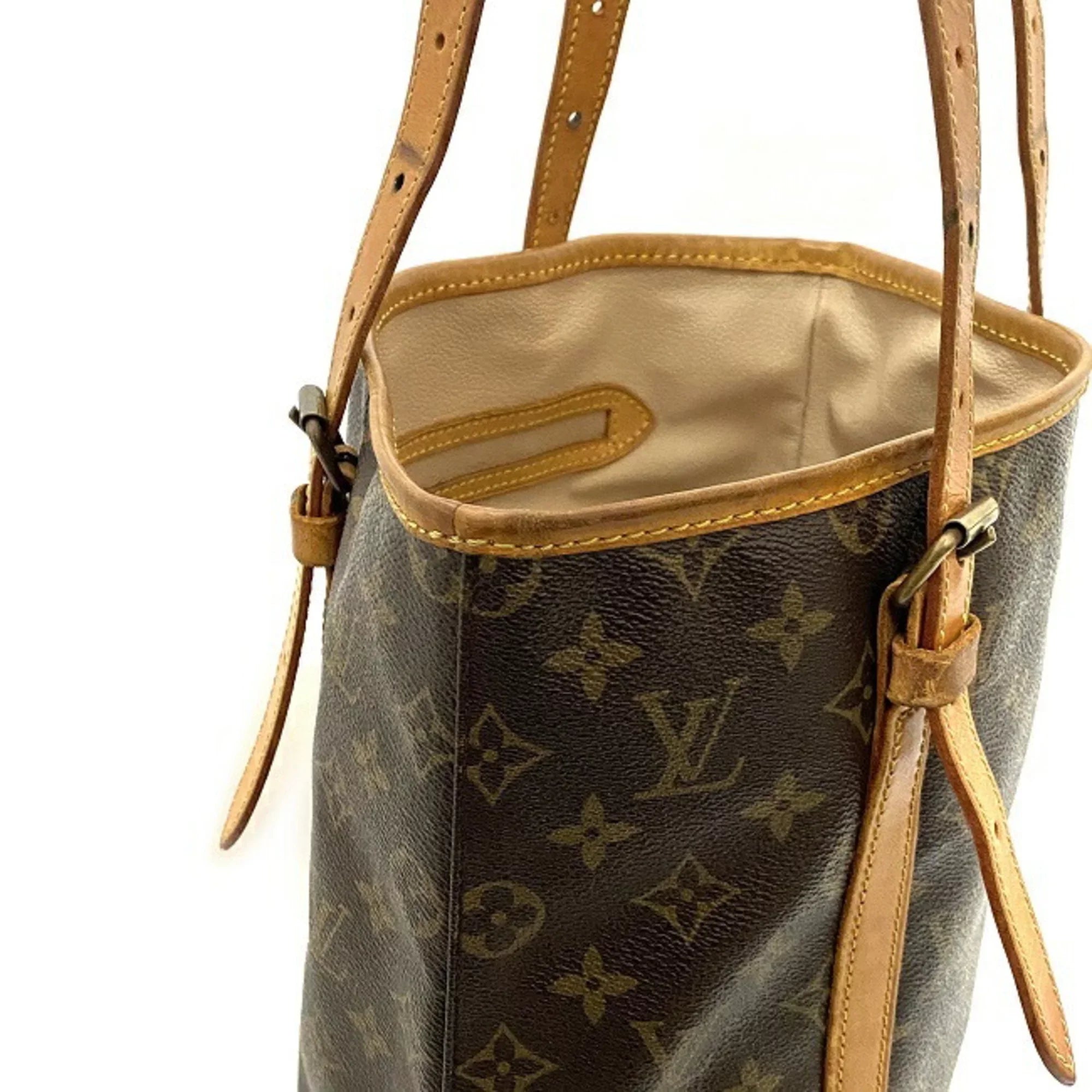 (Good) Bucket Nume Women's LOUIS VUITTON Tote M42236 Canvas Brown FL0093 Pre-Owned Bag Beige Louis Handbag GM Monogram Leather Vuitton