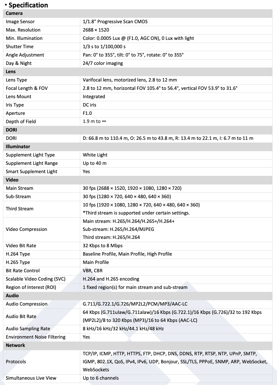LTS IP Color LTCMIP7C43W-SDZ Dome Ai 24/7 CMIP7C43W-SDZ Camera with Motorized 4MP WDR Smart Mic VF