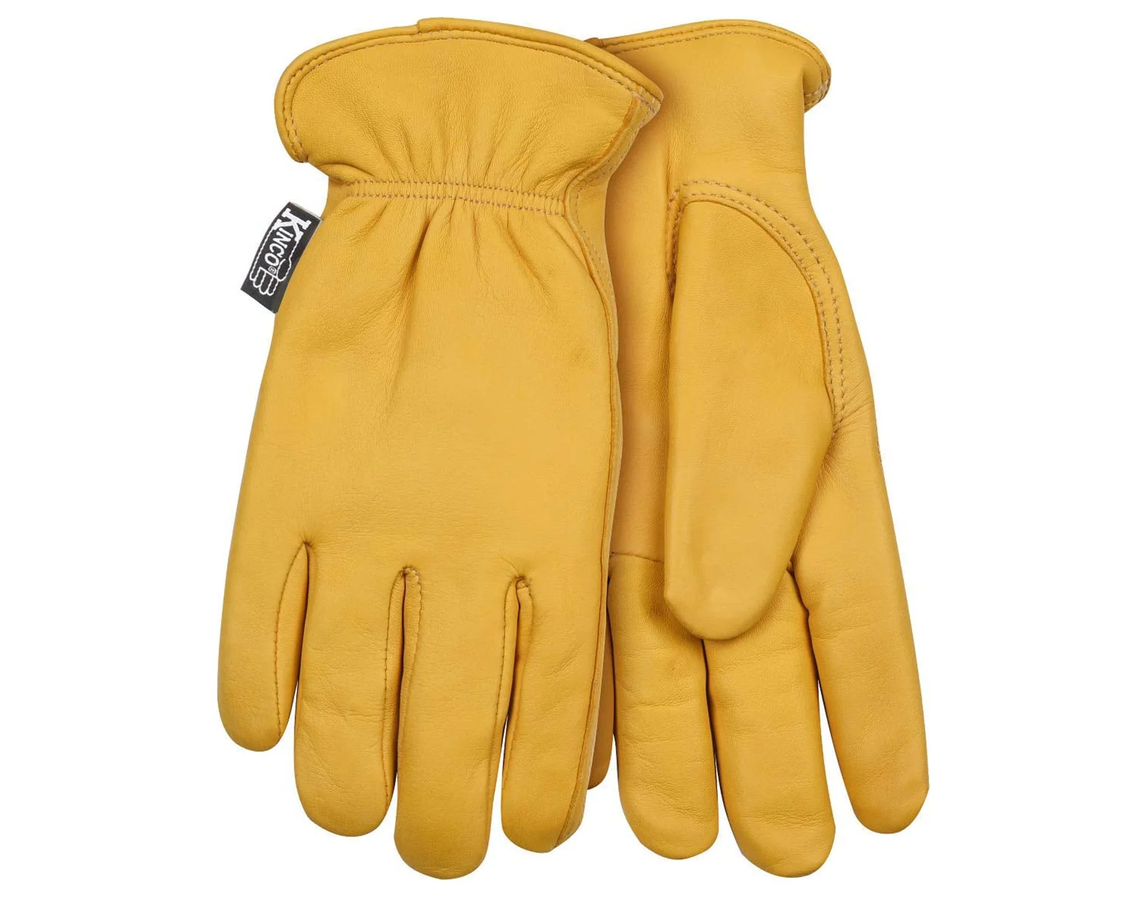 Kinco Lined Shirred Lining, Double Women's Small, Golden Grain Heat Gloves, Back, 90HKW-S Deerskin Keep Elastic