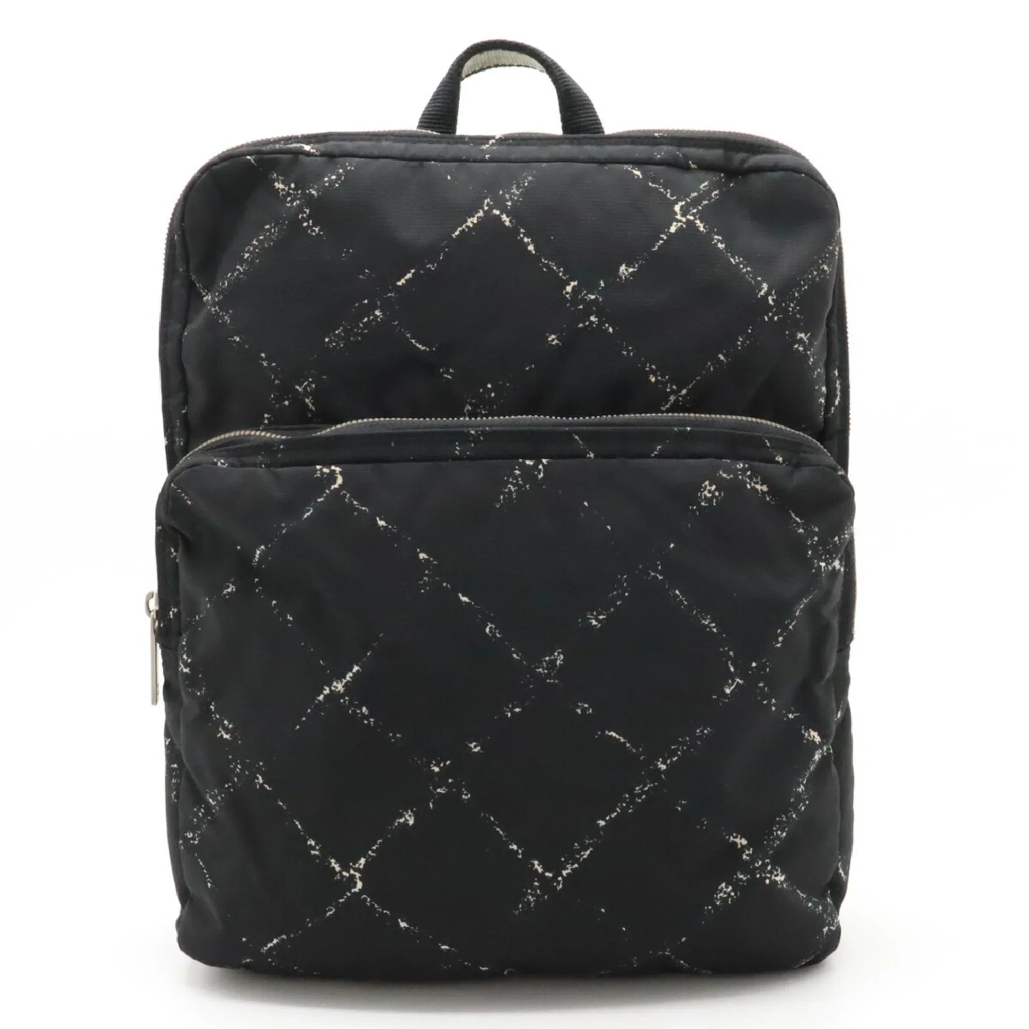 Pre-Owned Travel Old Black Rucksack Line CHANEL Daypack (Good) Nylon Backpack Chanel Jacquard
