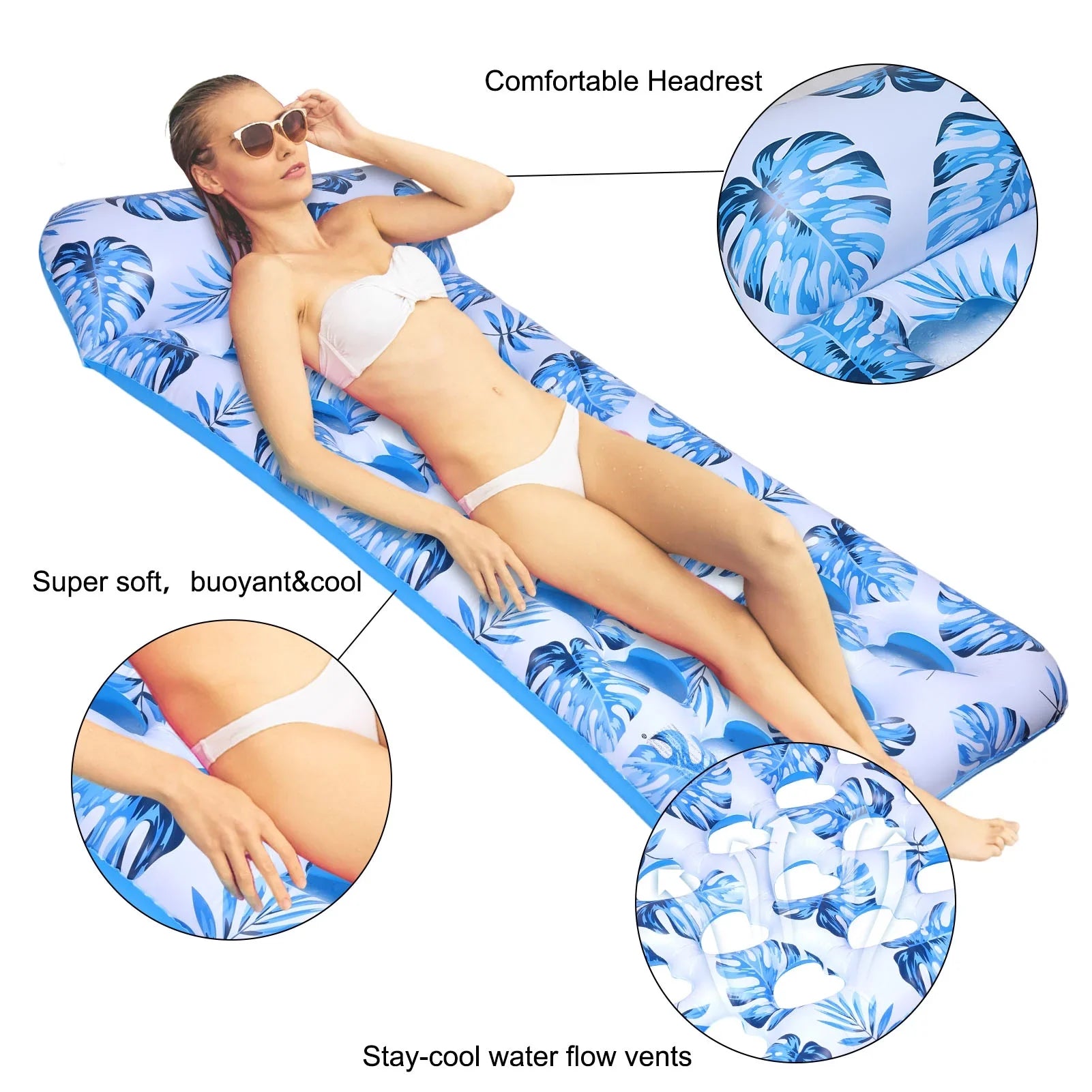 Personal for 2Packs Lounger Adult Pillow, Tanning Float, Pool Lounge Inflatable with Hengguang Pool Floatie, Pool Suntan Summer Raft x Party Tanning Tub 36" Water 70"
