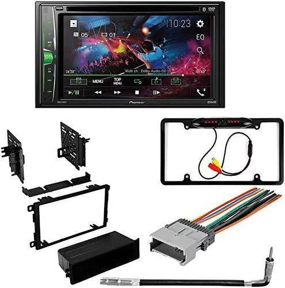 W/ 2000-2005 Receiver AVH-241EX Stereo Chevrolet Pioneer Car Media Bluetooth/Backup Bundle 6.2" DVD/CD with KIT4846 Cavalier Digital Kit/in-Dash DIN Camera/Installation Double Touchscreen for AM/FM