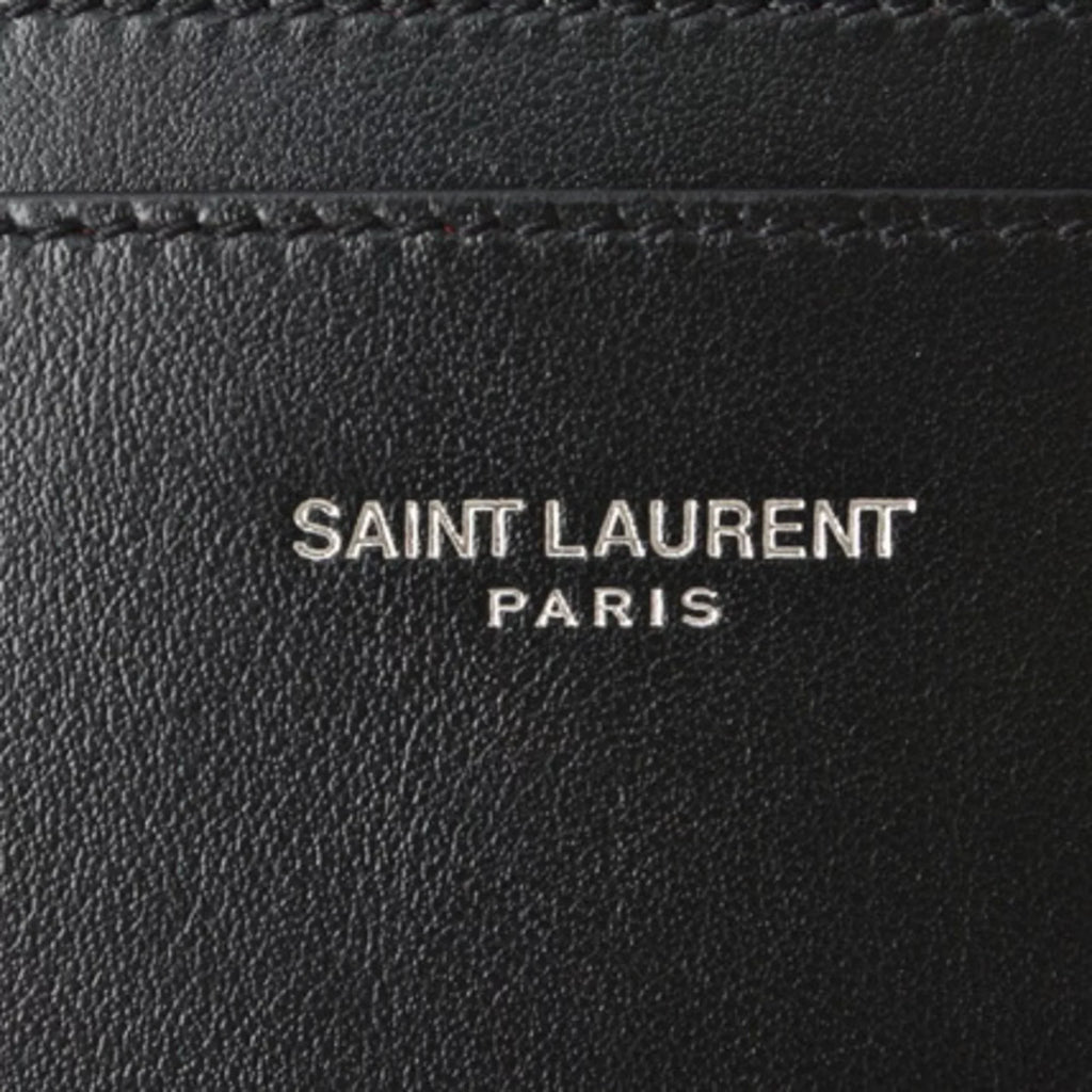 Laurent Case Pre-Owned YSL SAINT Logo Leather Card (New) Business Black Saint LAURENT Holder Studs