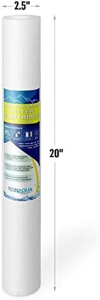Layers -Blown Fits With Four 2.5” FPMB520, 25 Of Standard 10 Filtration Polypropylene X Sediment Micron Pack Filter 20” Whole House 20” X FPMB5-20, VX05-20 SDC-25-2005/4, Compatible Housings. 2.5”