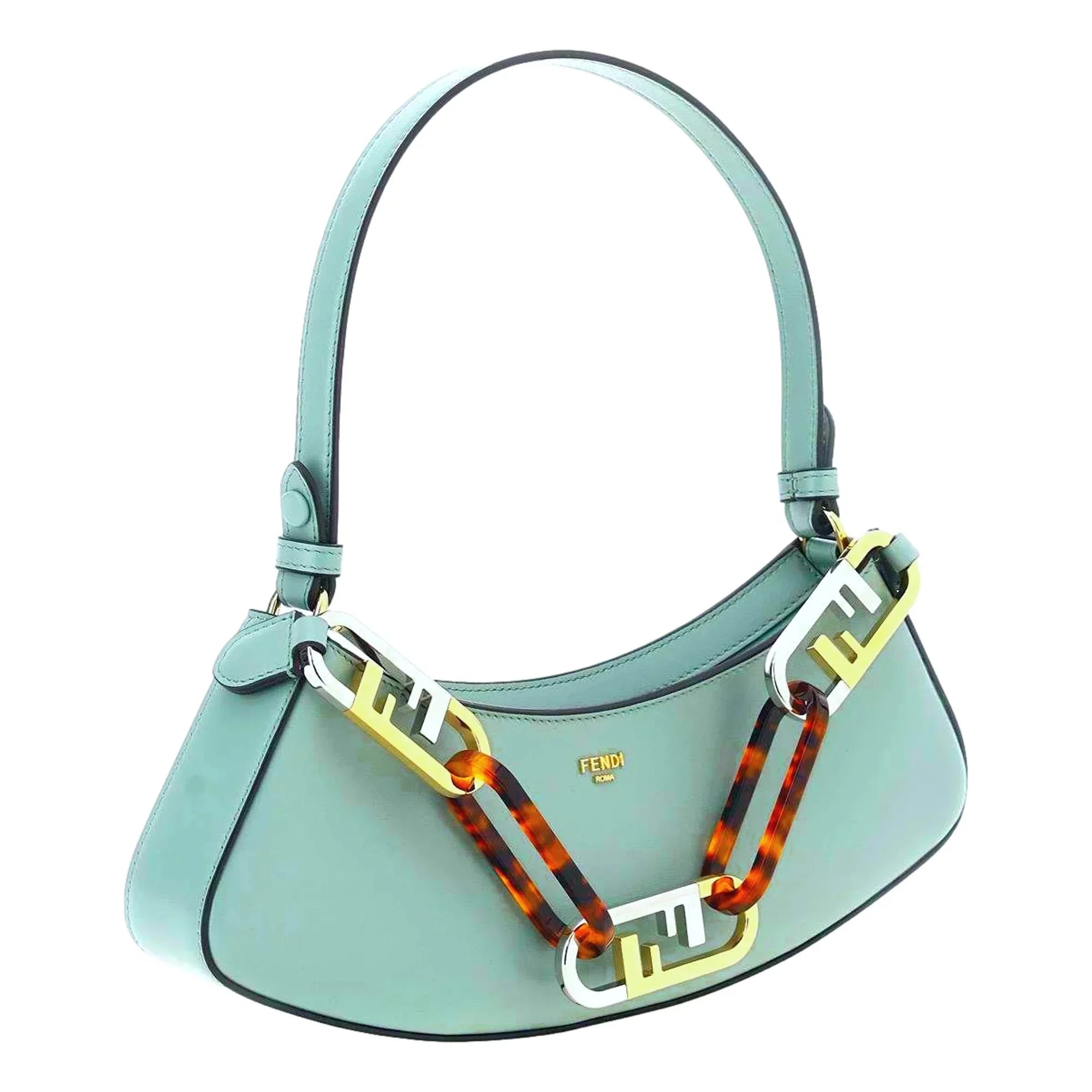 Calf Small Leather O'Lock Swing Hobo Shoulder Fendi Bag Tiffany Blue