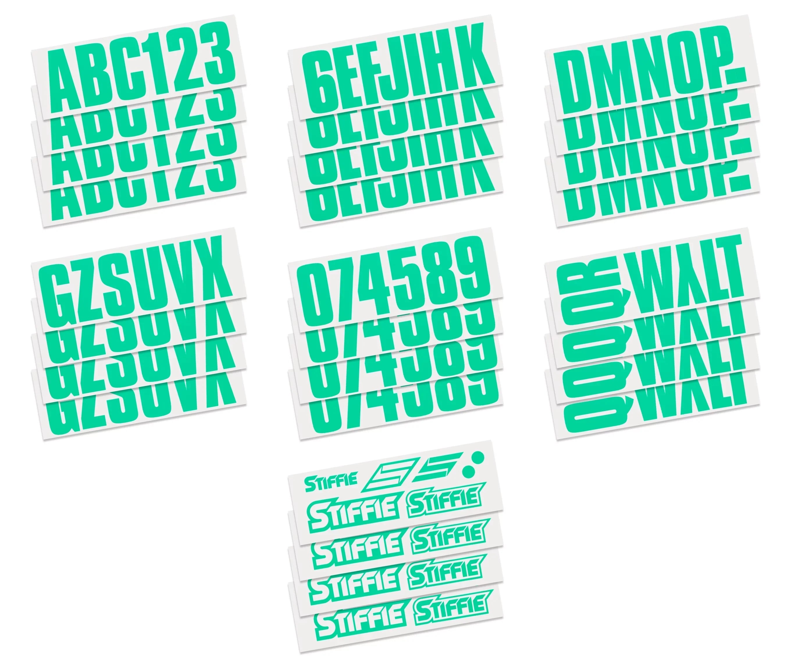 SeaFoam for STIFFIE Identification Numbers Personal Uniline Alpha-Numeric 3" Marine Custom Decals & Stickers Watercraft Boats & PWC Green Kit Letters Registration
