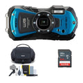 with (Blue) Card and Cleaning Bundle Accessory PENTAX 64GB Memory Kit Bag Compact WG-90 Camera