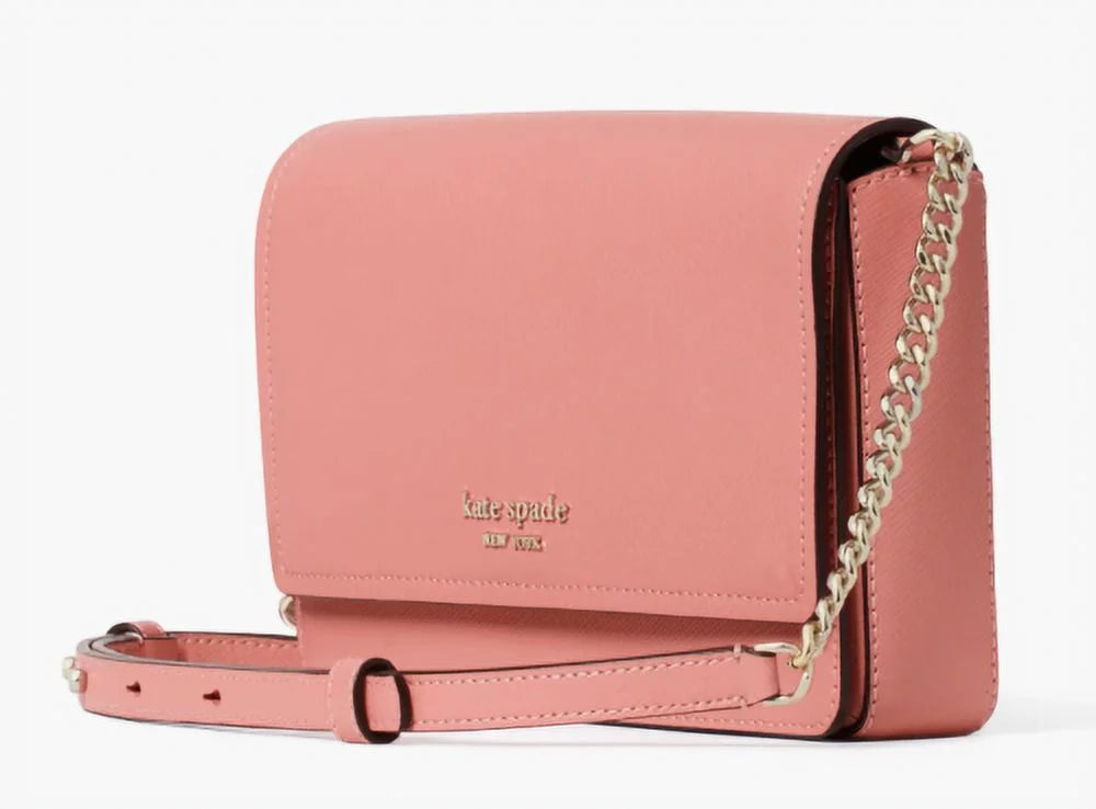 Spencer Spade Chain Pink Kate Crossbody Serene Bag Wallet Saffiano Flap Leather