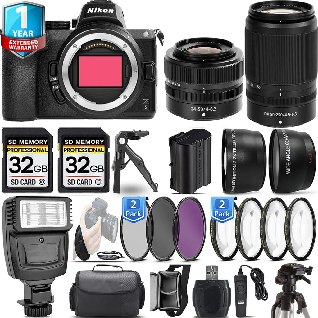 Filter Nikon f/4-6.3 50-250mm PC Set + + Macro Flash 3 VR + Set f/4.5-6.3 4 + Lens + PC Z5 with Handbag Mirrorless Lens Camera + 24-50mm 64GB