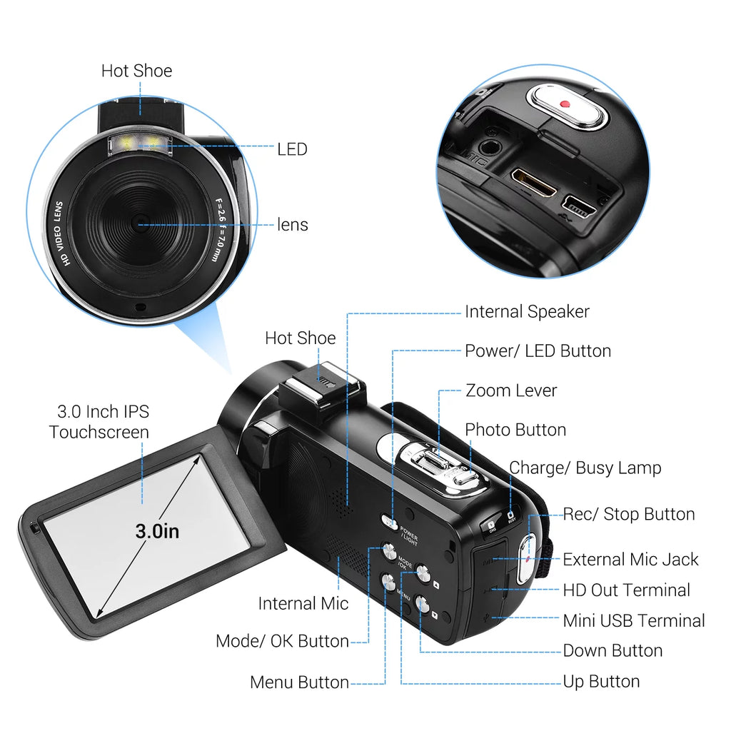 IPS Monitor Function 3.0 Monitor 4K Video Camera Video Andoer-2 Professional Video Monitor AINN Inch 3.0 Inch IPS Camera,Inch IPS Burst Camera Handheld Burst DV
