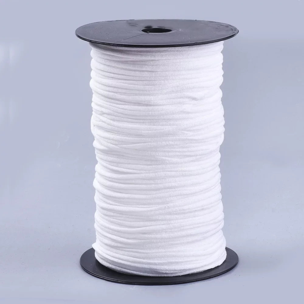 Cover 2rolls Cover yards(225-240m)/roll Material Flat Mouth Elastic Spool Nylon Ear Mouth Mouth Cord 246.06-262.46 DIY Elastic with Loop Cover Band Disposable for White 2.5-3mm about