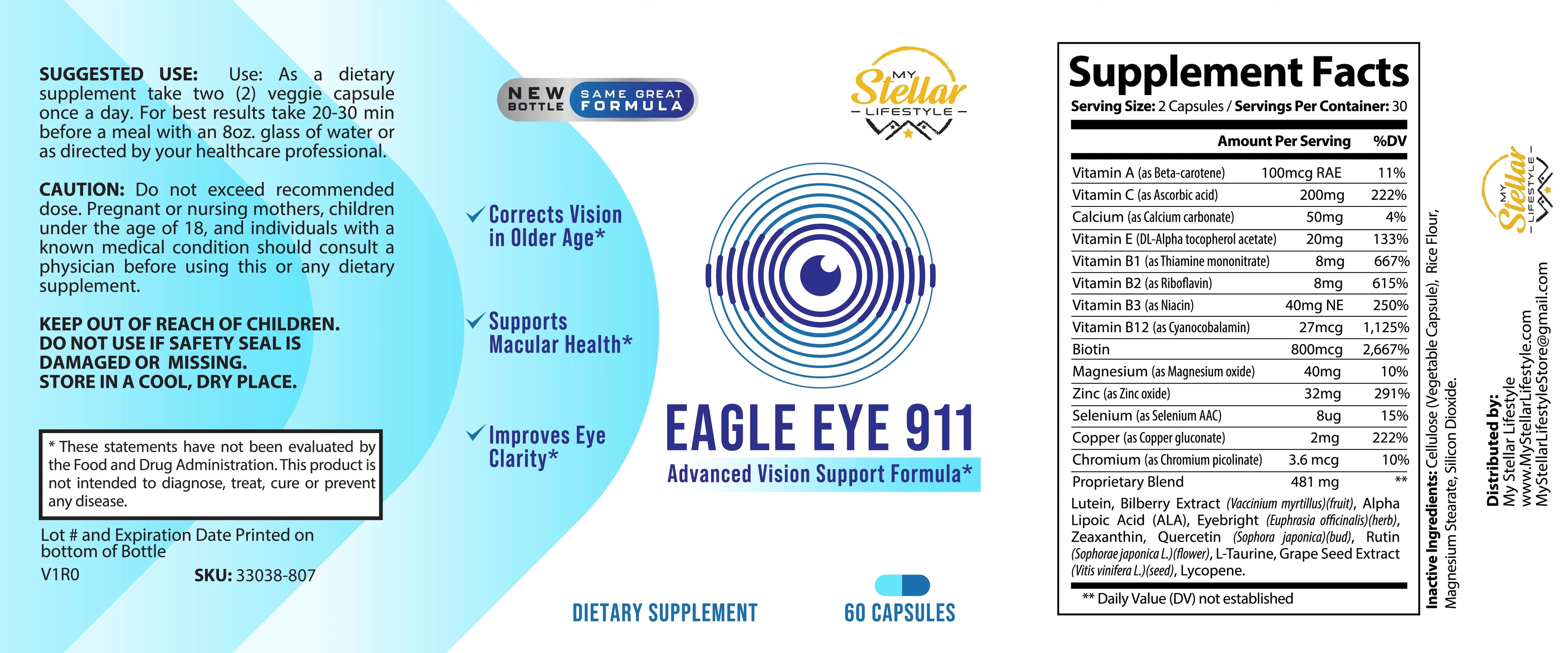 vision support Eye formula-60 Eagle 911, 2 Capsules Pack advanced x2