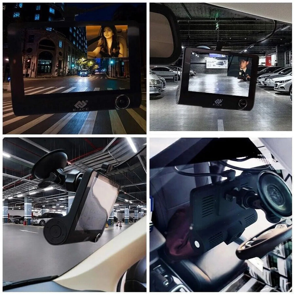 and Lens Detection Front/Rear/Built-In Dual Camera Driving Cam 4" Motion Dash DVR HD G-Sensor, 1080P Car Monitoring TASHHAR Video Parking Recorder