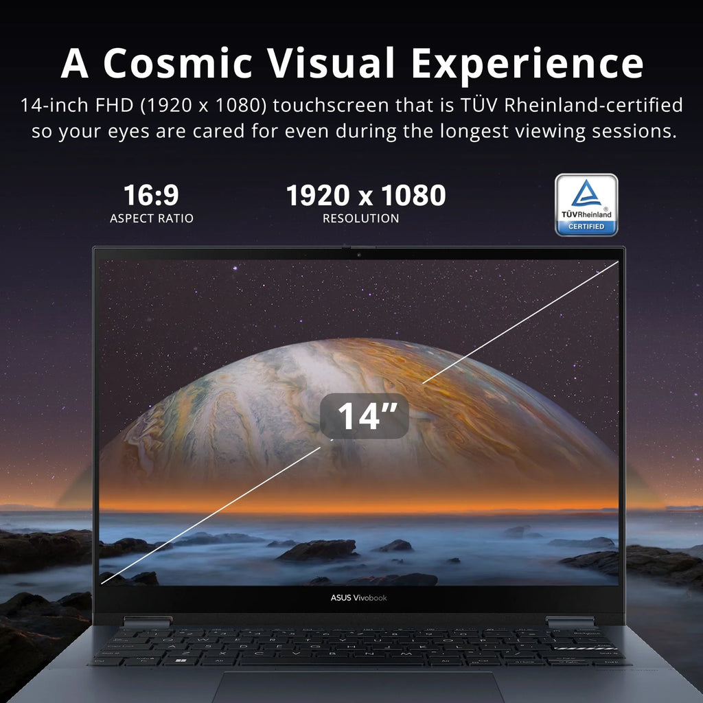 RAM, 14" Core Display, i5-12500H Blue, 14 Intel Flip Card Touch Hotface 512GB Vivobook 8GB 11 32GB CPU, Home, S NumberPad, 4, DDR4 Quiet FHD USB Windows SSD, ASUS Thunderbolt