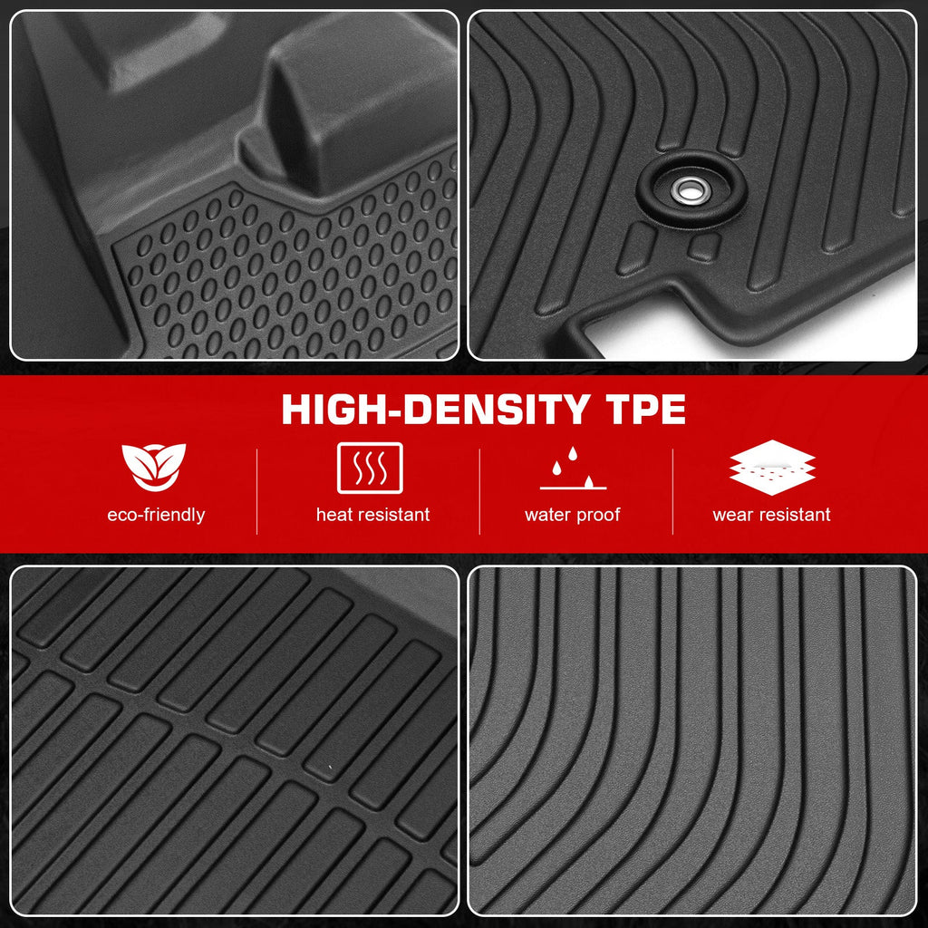 Protector Town Mats Liner Black Floor 4PCS Row 2nd & All Caravan Chrysler 1st Carpets Molded 3D 2008-2020 Compatible 2008-2016 Dodge TPE Car Motorsports With Rear Front 3D Weather Ikon Grand Country