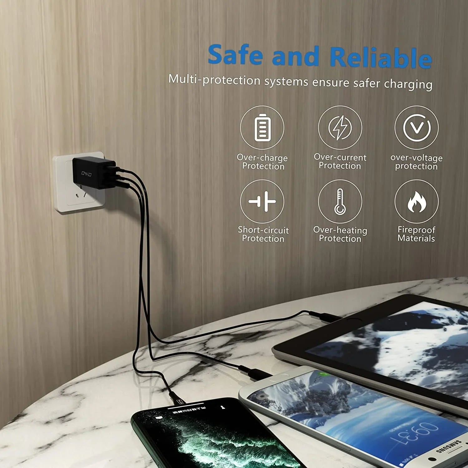 67W Plug Port GaN PD&QC with Power Foldable Adapter Charger, 3 USB C USB Wall USB Adapter, C for