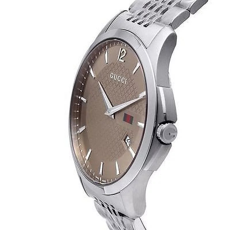 Steel Dial G-Timeless Stainless Mens YA126310 Gucci Watch Brown