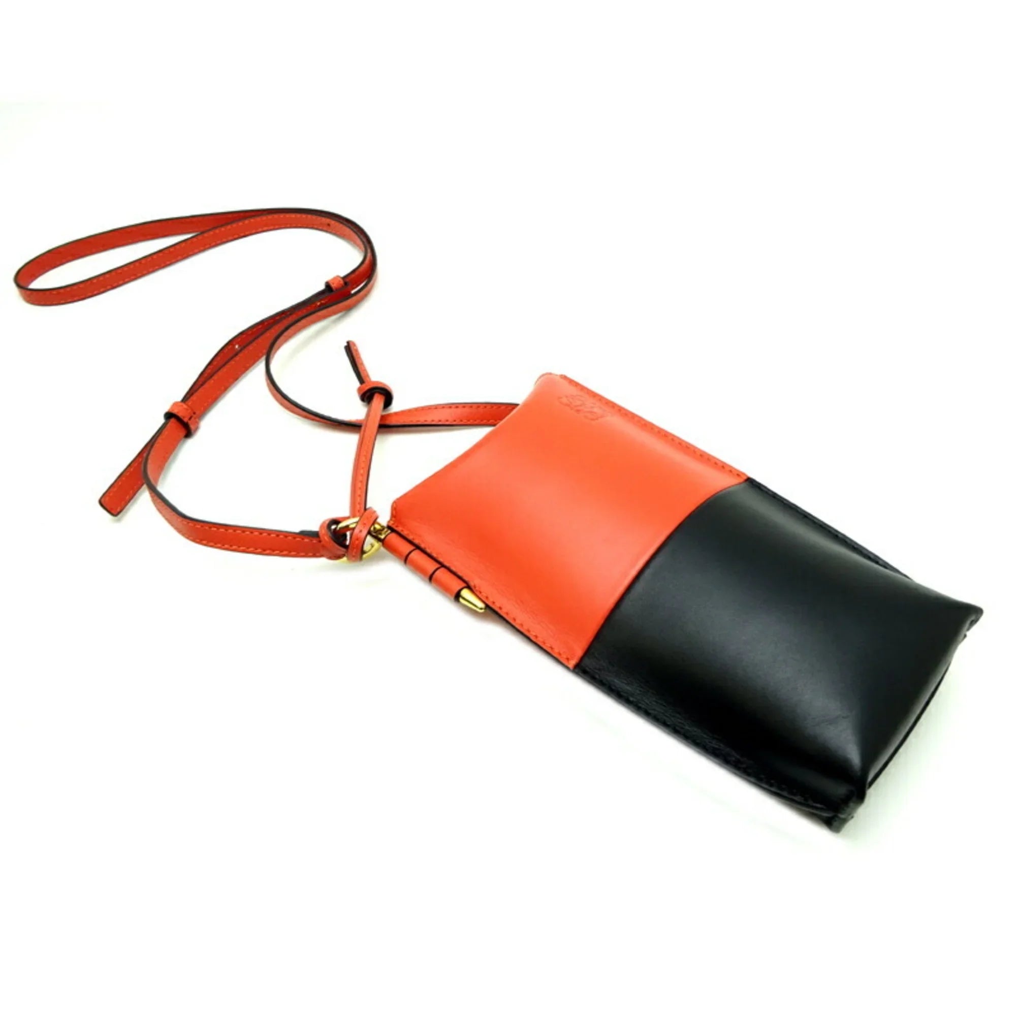 Loewe (Good) Leather Black Pocket Women's Shoulder 113.54IZ42 Pre-Owned Orange x Gate Bag